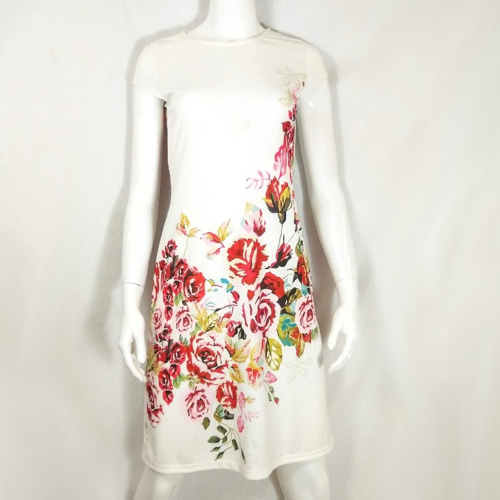 EUC Shein Roses Print Cap Sleeve Dress